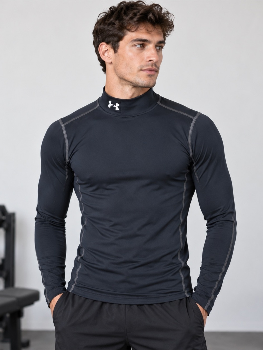 Under Armour Fitted Shirt Mens Small Long Sleeve Cold Gear Mock Neck
